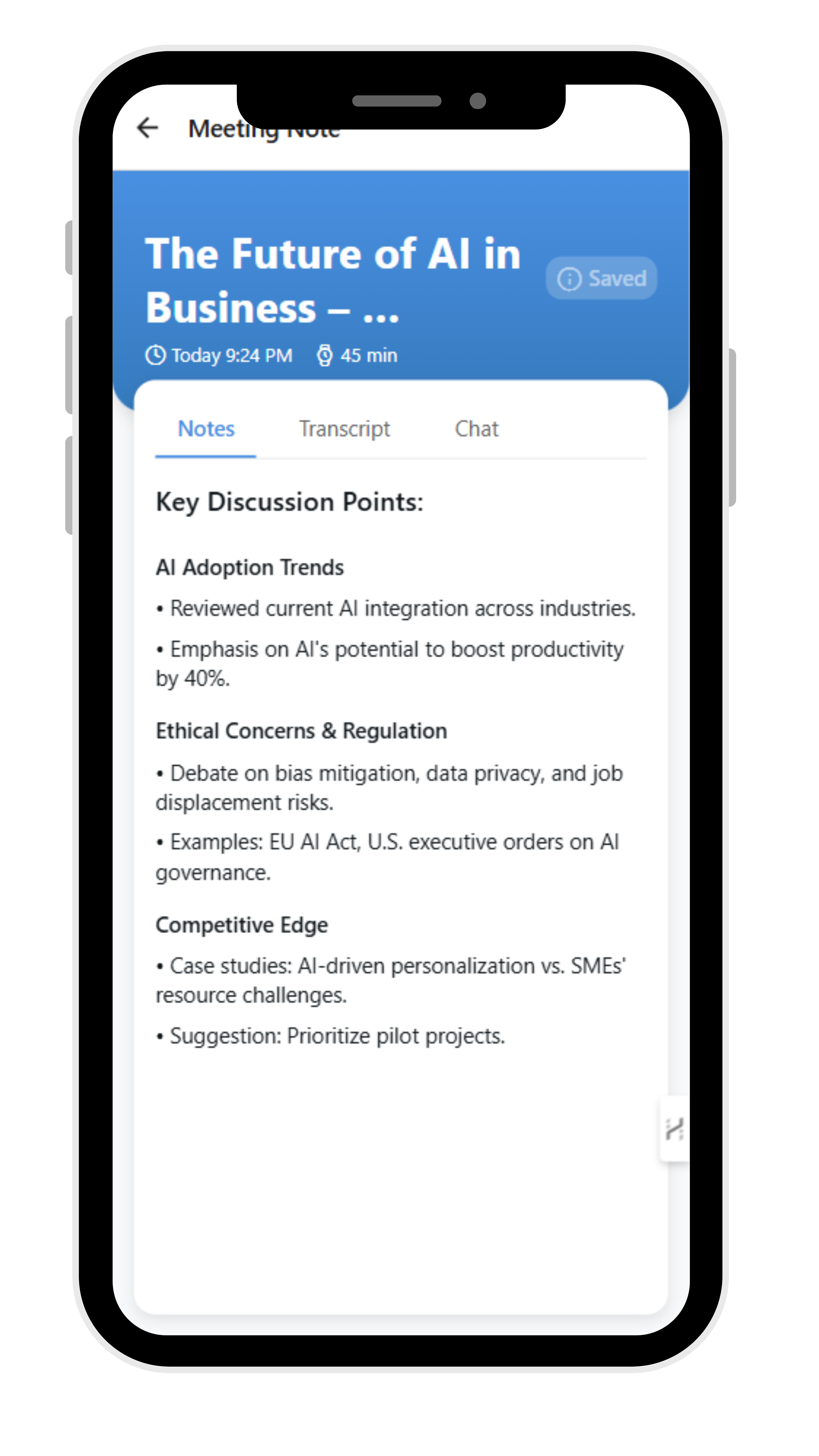 AI Generated Meeting Minutes